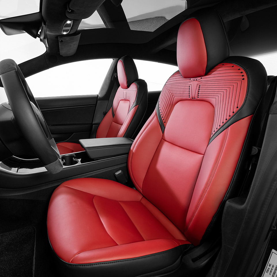 Tesla Modell 3 Y Custom Fit Auto Sitz Abdeckung Zubehör Für Modell Y Halbe  Abgedeckt High Qualität Leder 5 Sitzer sitz Abdeckung Rosa
